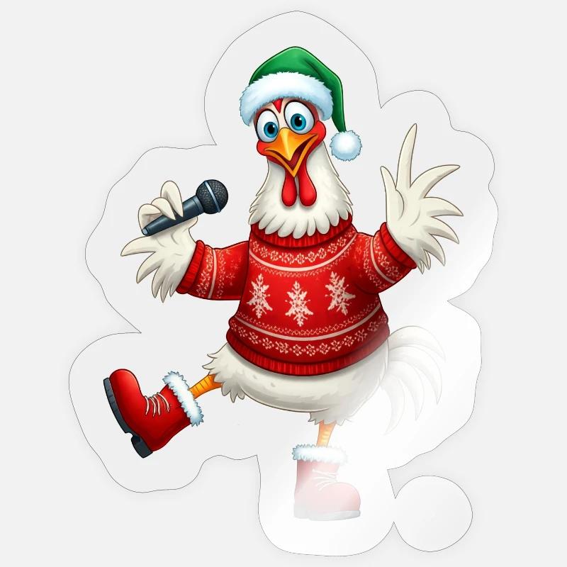 Urlaub Singende Henne Pullover Sticker Größe S (10 x 10 cm)