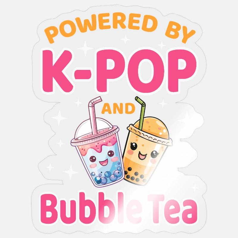 K-Pop et Bubble Tea Corée - Sticker taille S (10 x 10 cm) - brillant transparent