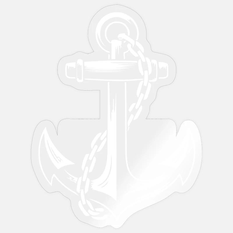 Robuster Schiffsanker mit Kette - Sticker Größe S (10 x 10 cm) - Transparent glänzend