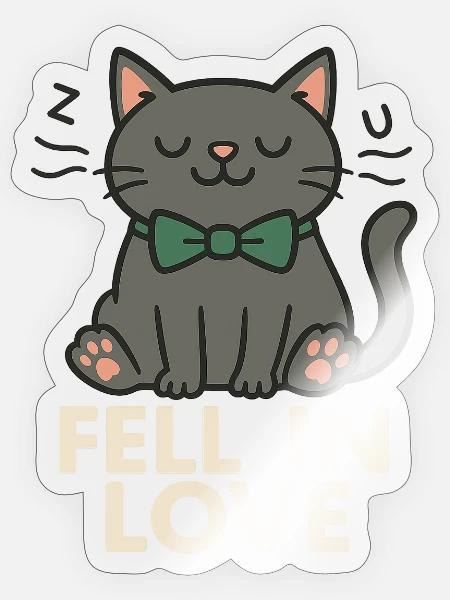 Schleife. Katze. Liebe. Das perfekte Katzenshirt. - Sticker Größe S (10 x 10 cm) - Transparent glänzend