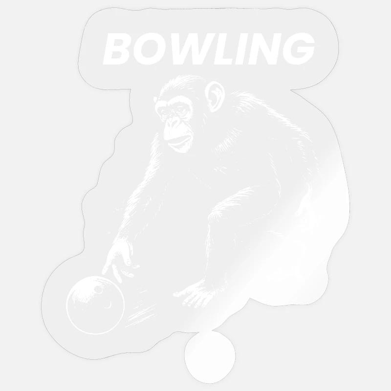 Monkey Bowling Geschenk Sticker Größe S (10 x 10 cm)