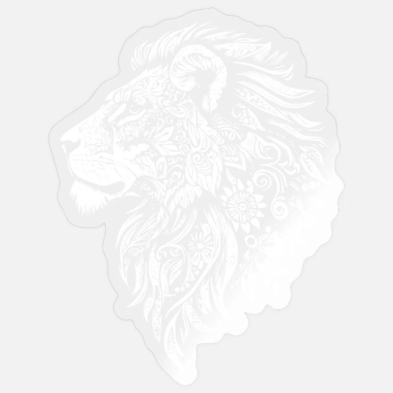 Powerful lion's head with floral dynamics Sticker size S (10 x 10 cm)