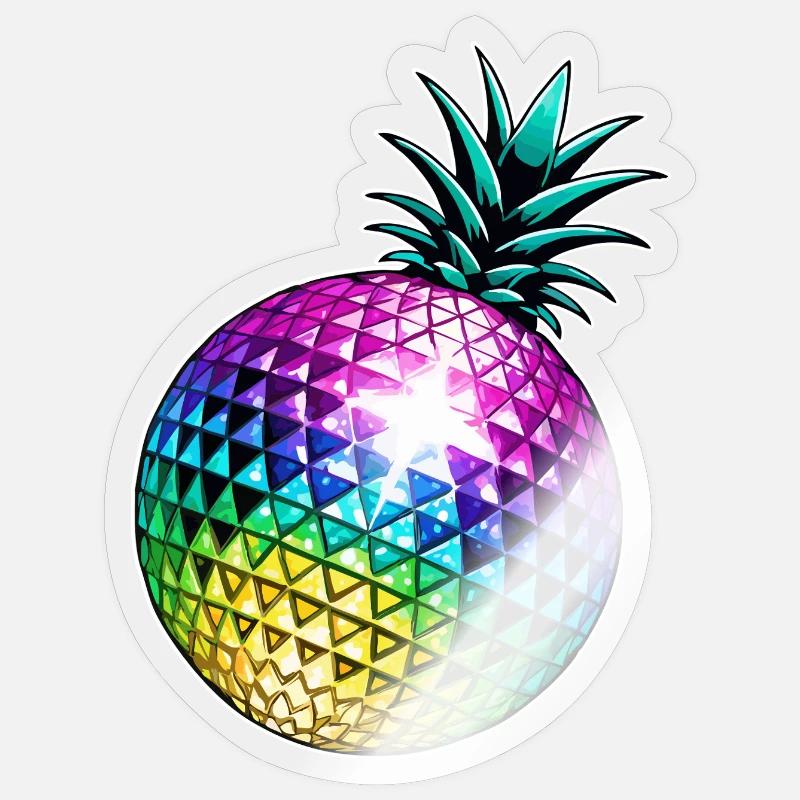 Pineapple Disco - Sticker size S (10 x 10 cm) - transparent glossy