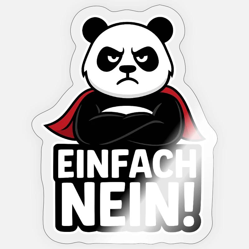 Panda Superheld: Einfach Nein - Sticker Größe S (10 x 10 cm) - Transparent glänzend