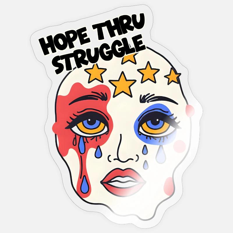 Hope thru Struggle Mask - Sticker size S (10 x 10 cm) - transparent glossy