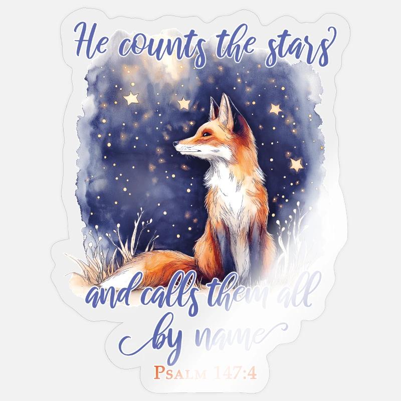 Fuchs Bibelvers Christlich - Sticker Größe S (10 x 10 cm) - Transparent glänzend