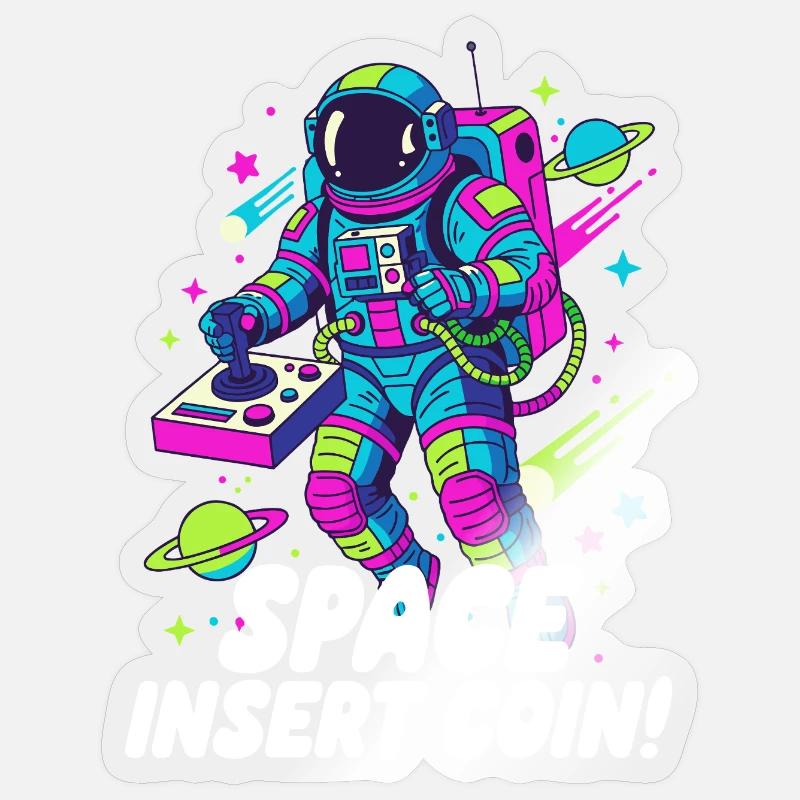 Space Insert Coin - Sticker Größe S (10 x 10 cm) - Transparent glänzend