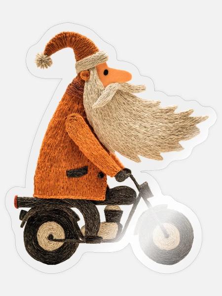 Weihnachtsmann auf Motorrad - Sticker Größe S (10 x 10 cm) - Transparent glänzend