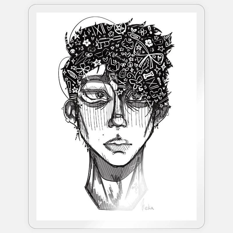 Doodle The Face - Sticker Größe S (10 x 10 cm) - Transparent glänzend