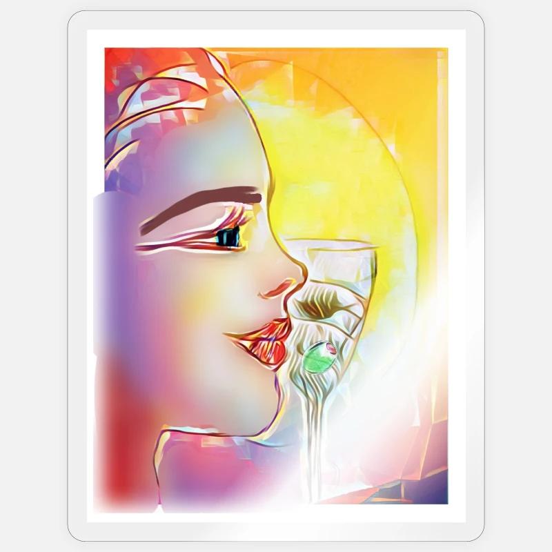 Farbenfrohes Profil-Schlürfen - Sticker Größe S (10 x 10 cm) - Transparent glänzend