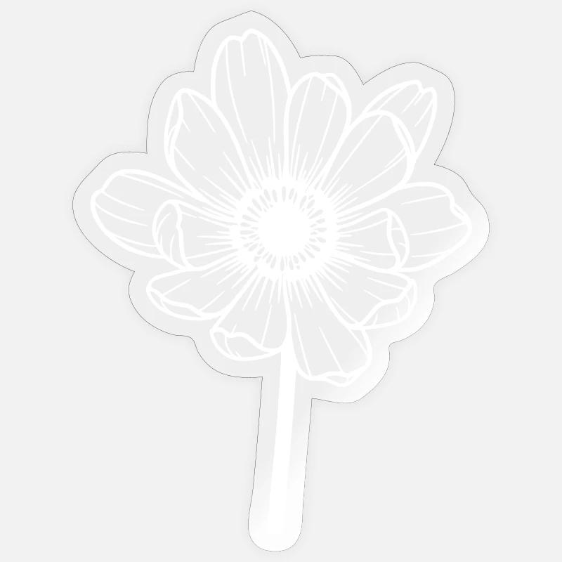 Fleur blanche graphique - Sticker taille S (10 x 10 cm) - brillant transparent