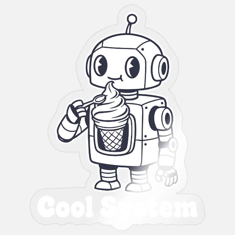 Roboter mit Eiscreme - Sticker size S (10 x 10 cm) - transparent glossy