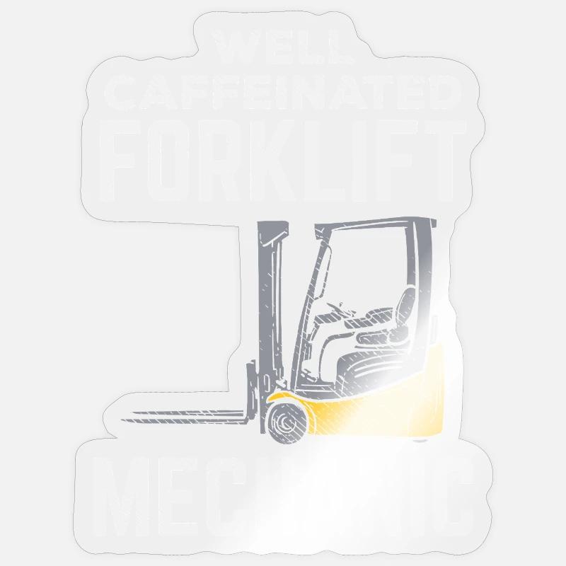 Well Caffeinated Forklift Mechanic Tee Design Sticker Größe S (10 x 10 cm)