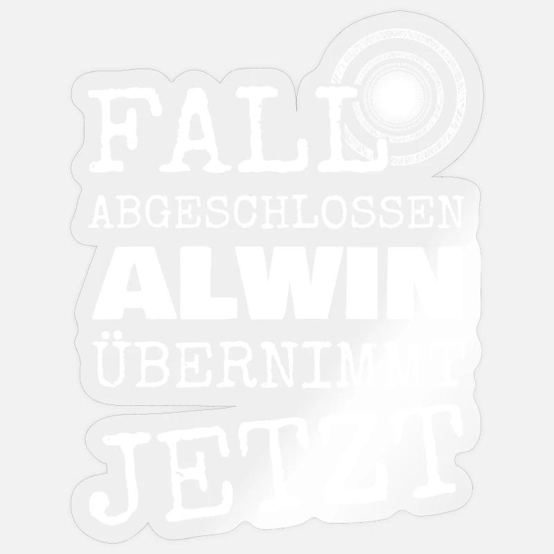Prénom Alwin - Sticker taille S (10 x 10 cm) - brillant transparent