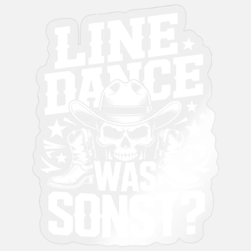 Line Dance Schädel Cowboy - Sticker Größe S (10 x 10 cm) - Transparent glänzend