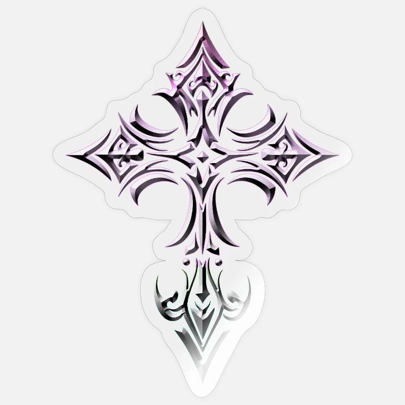 Gradient Gothic Cross - Sticker size S (10 x 10 cm) - transparent glossy