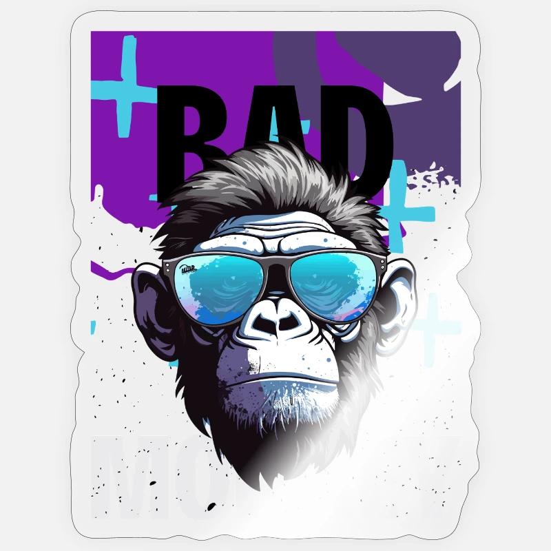 Bad Monkey Neon Sunglasses - Sticker size S (10 x 10 cm) - transparent glossy