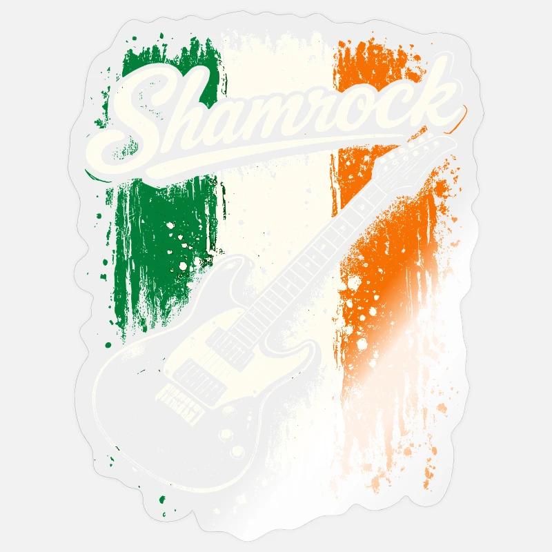 St Patrick E-Gitarre Irish Flag Rock - Sticker Größe S (10 x 10 cm) - Transparent glänzend