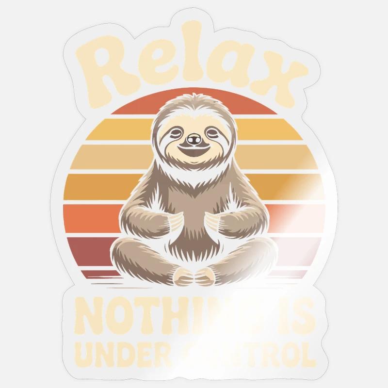 Relax Sloth Zen Sunset - Sticker size S (10 x 10 cm) - transparent glossy
