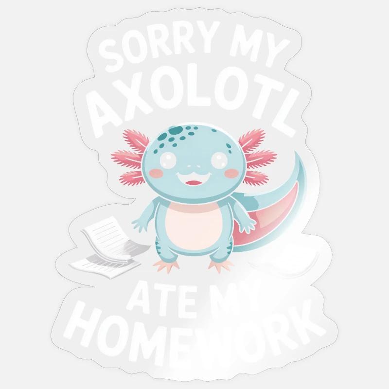 Axolotl Homework Heist - Sticker size S (10 x 10 cm) - transparent glossy