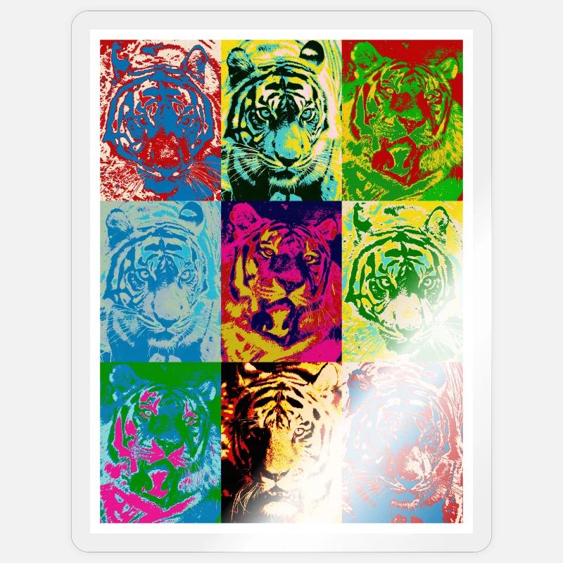Tiger_4 - Sticker taille S (10 x 10 cm) - brillant transparent