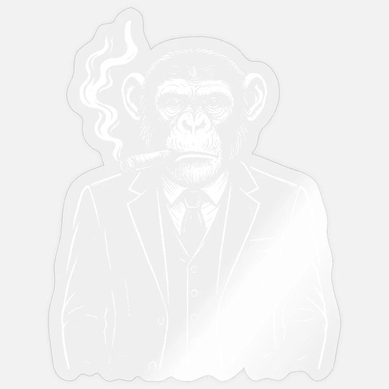 Elegant Monkey Smoking Cigar - Sticker size S (10 x 10 cm) - transparent glossy
