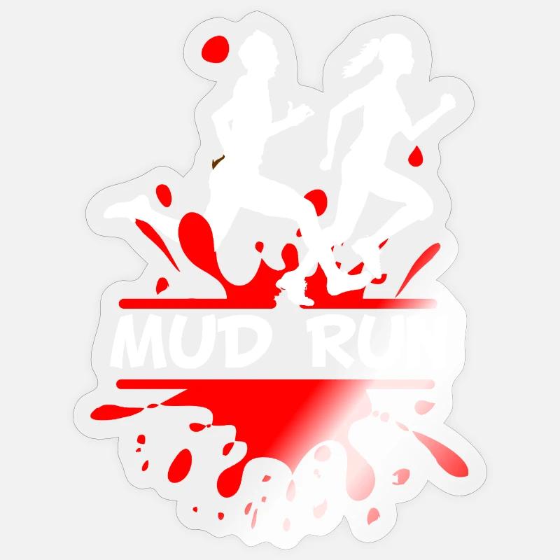 Mud Run Duo – Splash Runner Design - Sticker Größe S (10 x 10 cm) - Transparent glänzend