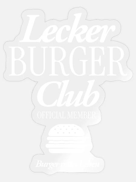 Lecker Burger Club - Sticker Größe S (10 x 10 cm) - Transparent glänzend