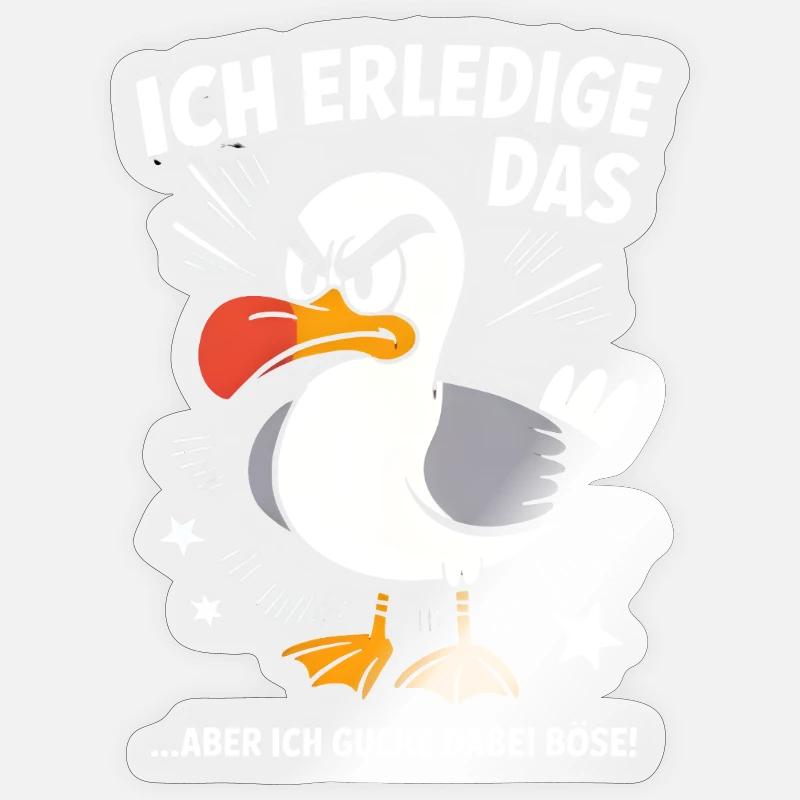 Möwe Seevogel Nen scheiss muss ich - Sticker Größe S (10 x 10 cm) - Transparent glänzend