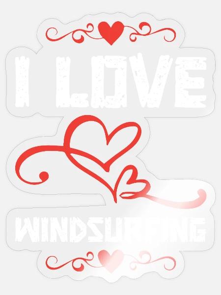 Love Windsurfing Hearts - Sticker Größe S (10 x 10 cm) - Transparent glänzend