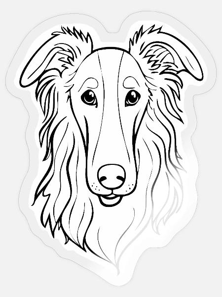 Barsoi-Windhund (Nah/Porträt) - Sticker Größe S (10 x 10 cm) - Transparent glänzend