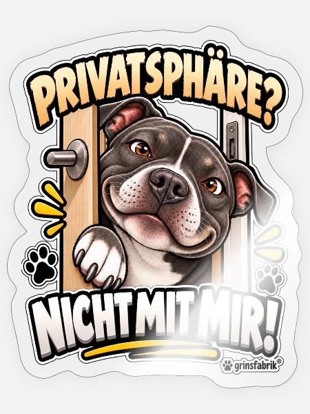 Keine Privatsphäre mit Hund - Sticker Größe S (10 x 10 cm) - Transparent glänzend