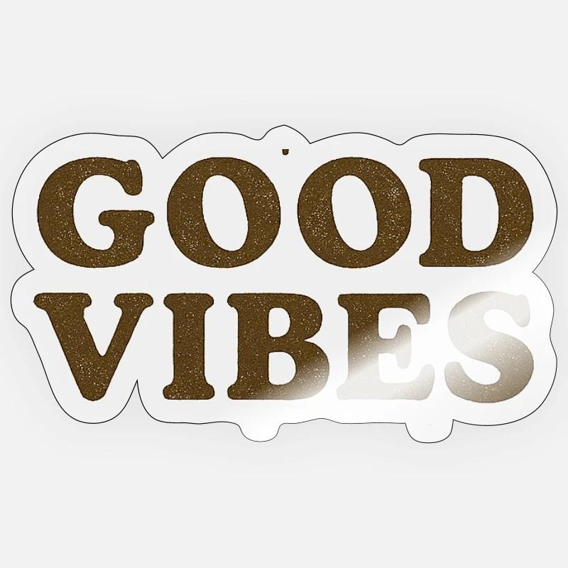 De bonnes vibrations dans le bois texturé Sticker taille S (10 x 10 cm)