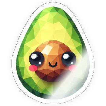 Süße Avocado Polygon - Sticker Größe S (10 x 10 cm) - Transparent glänzend - Vorne