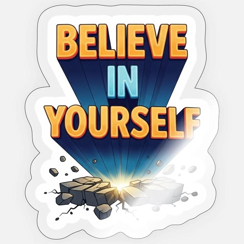 Explosion de pouvoir Croyez-en vous - Sticker taille S (10 x 10 cm) - brillant transparent