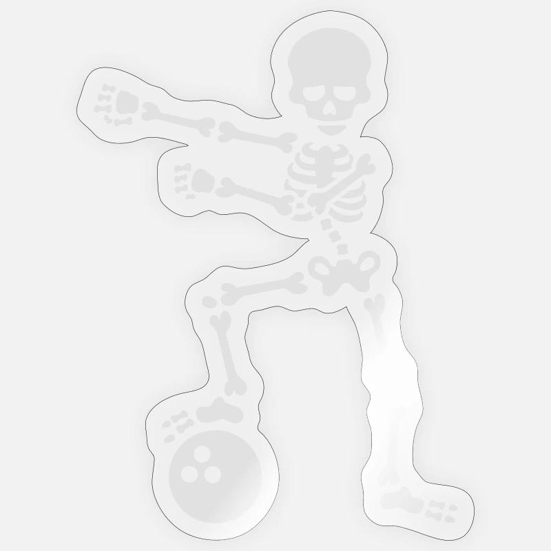 Boule de bowling floss dance flossing squelette - Sticker taille S (10 x 10 cm) - brillant transparent