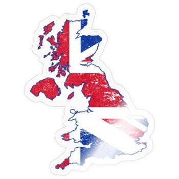 Union Jack UK Karten-Kunst-Overlay - Sticker Größe S (10 x 10 cm) - Transparent glänzend - Vorne