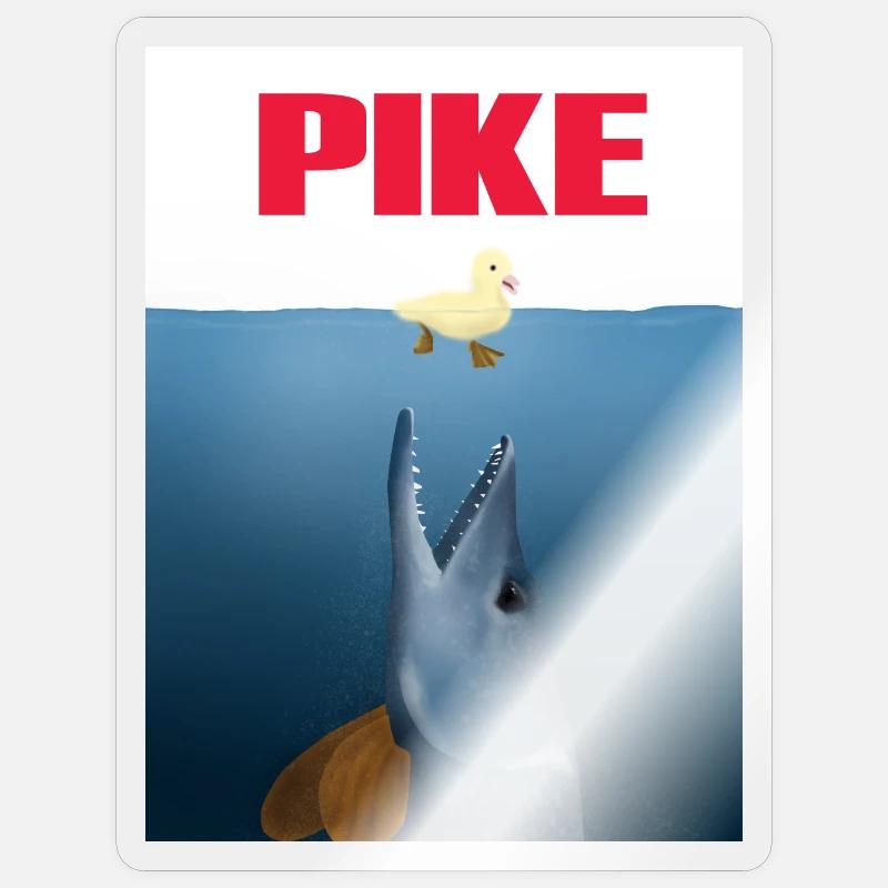 Attaques de brochets Sticker taille S (10 x 10 cm)