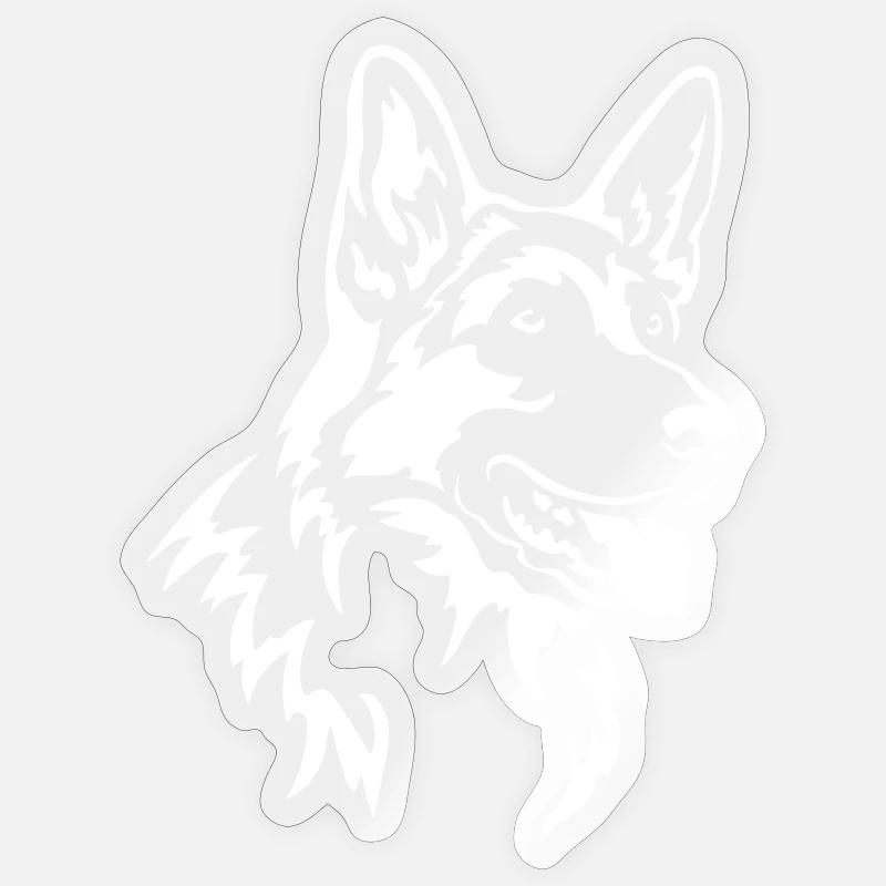German Shepherd Head "Black Edition" - Sticker size S (10 x 10 cm) - transparent glossy