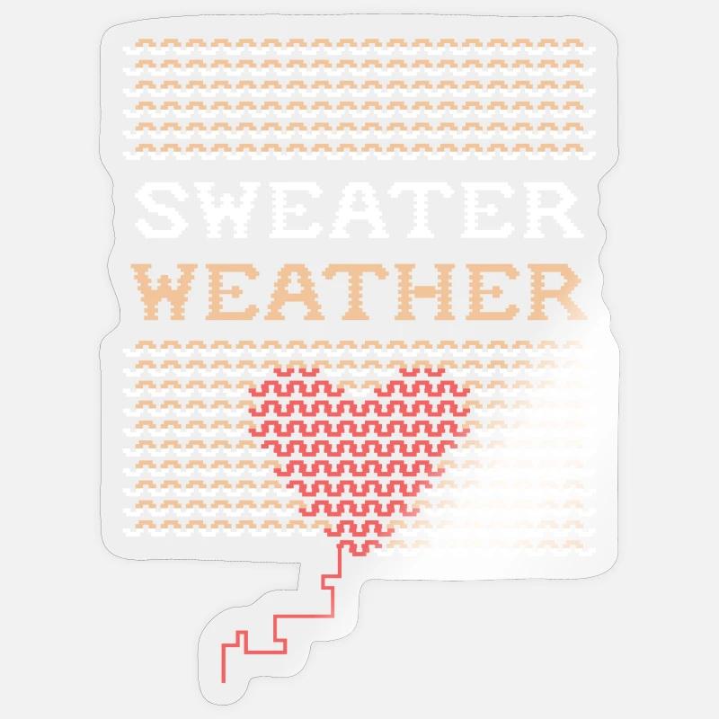 Pull Météo Blanc-beige - Sticker taille S (10 x 10 cm) - brillant transparent