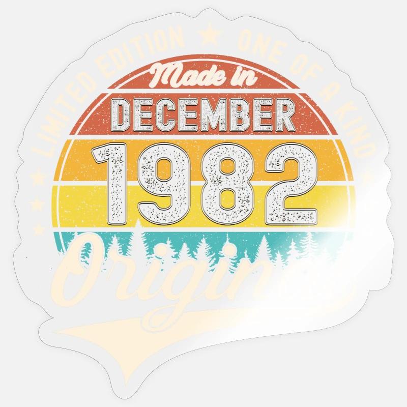 Cadeau original du 40e anniversaire de décembre 1982 - Sticker taille S (10 x 10 cm) - brillant transparent
