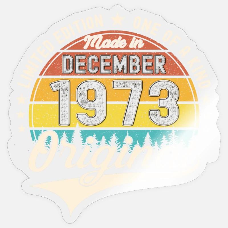 Original Dezember 1973 49. Geburtstag Geschenk - Sticker Größe S (10 x 10 cm) - Transparent glänzend