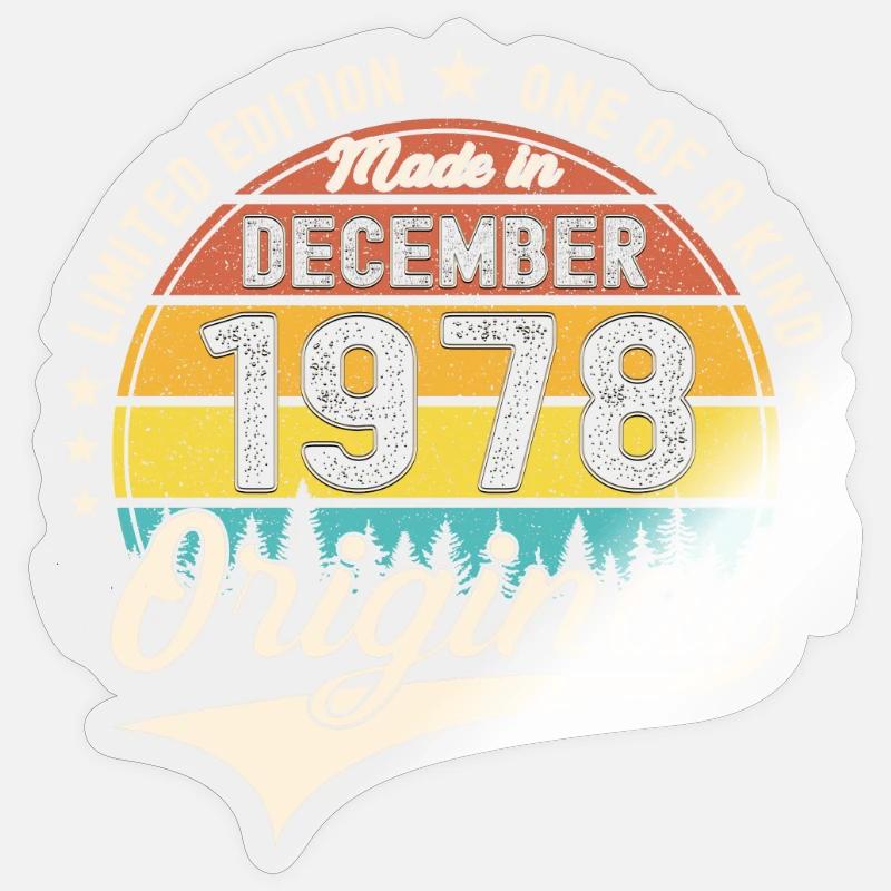 Original Dezember 1978 44. Geburtstag Geschenk - Sticker Größe S (10 x 10 cm) - Transparent glänzend