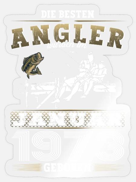 Angler Jahrgang 1973 Januar 50. Geburtstag Mann - Sticker Größe S (10 x 10 cm) - Transparent glänzend