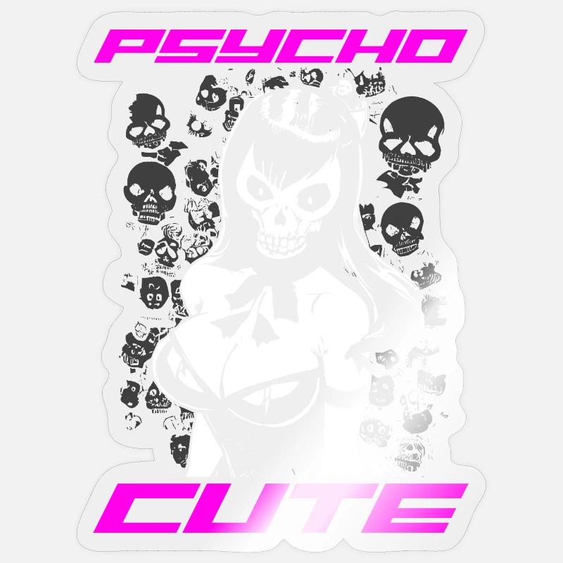 PSYCHO MIGNON - Sticker taille S (10 x 10 cm) - brillant transparent