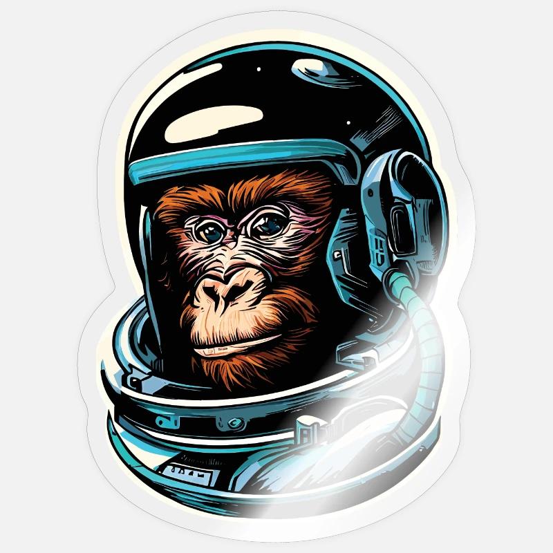 Singe de l’espace Sticker taille S (10 x 10 cm)