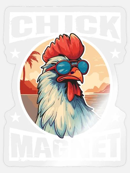 Urlaub Sonne Strand Meer Single Hühner Huhn Hahn - Sticker Größe S (10 x 10 cm) - Transparent glänzend