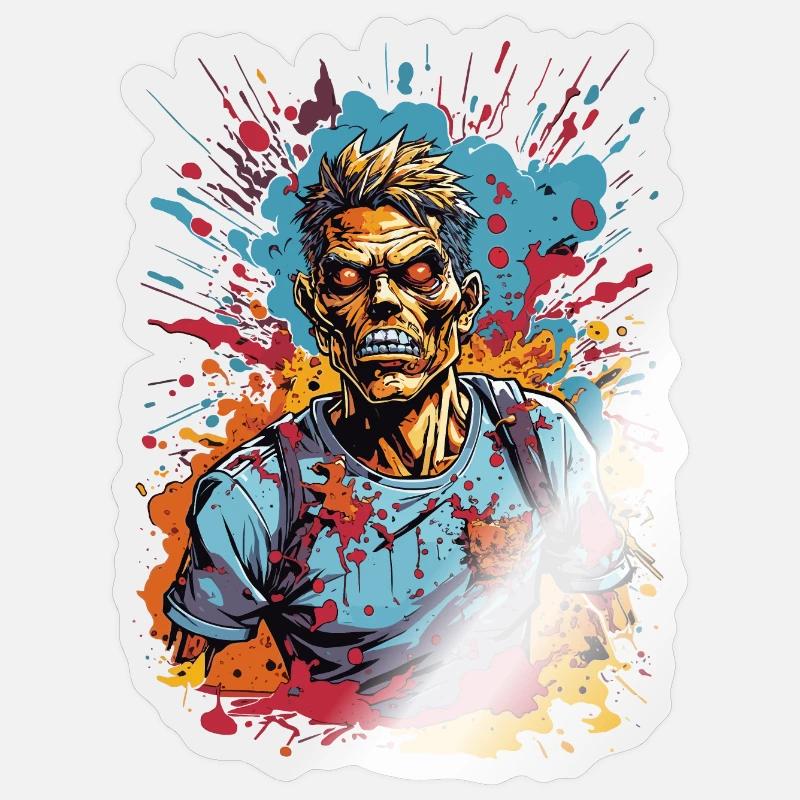 Zombie Comic Illustration Sticker Größe S (10 x 10 cm)