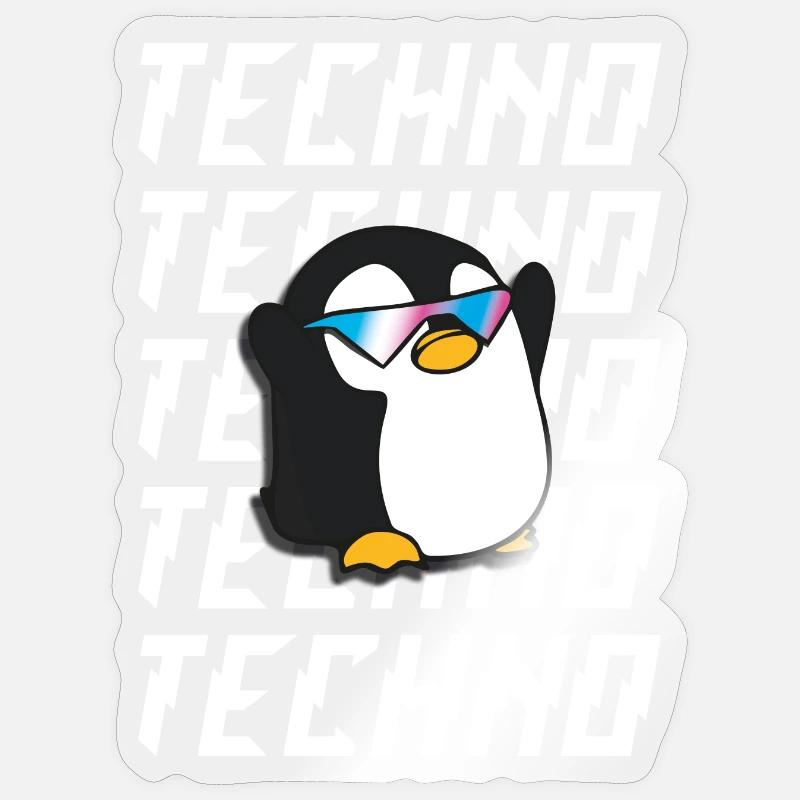 Techno Pinguin Sticker Größe S (10 x 10 cm)