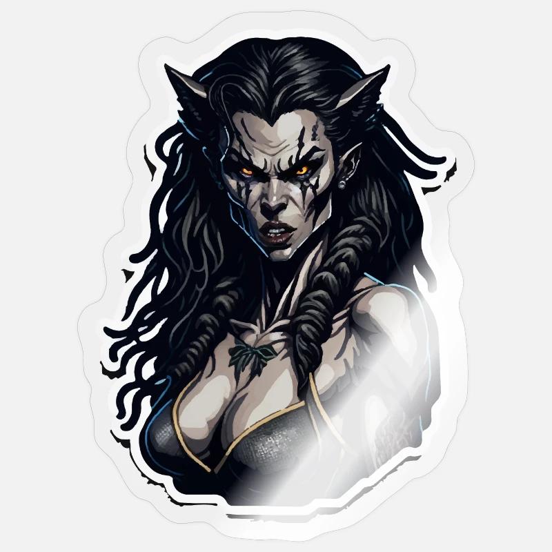 Dämonenelf Narbenblick - Sticker Größe S (10 x 10 cm) - Transparent glänzend